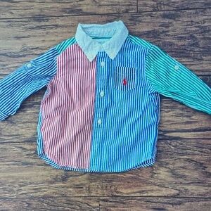 Ralph Lauren Kids Striped Button Down Shirt - Red, Blue, Green